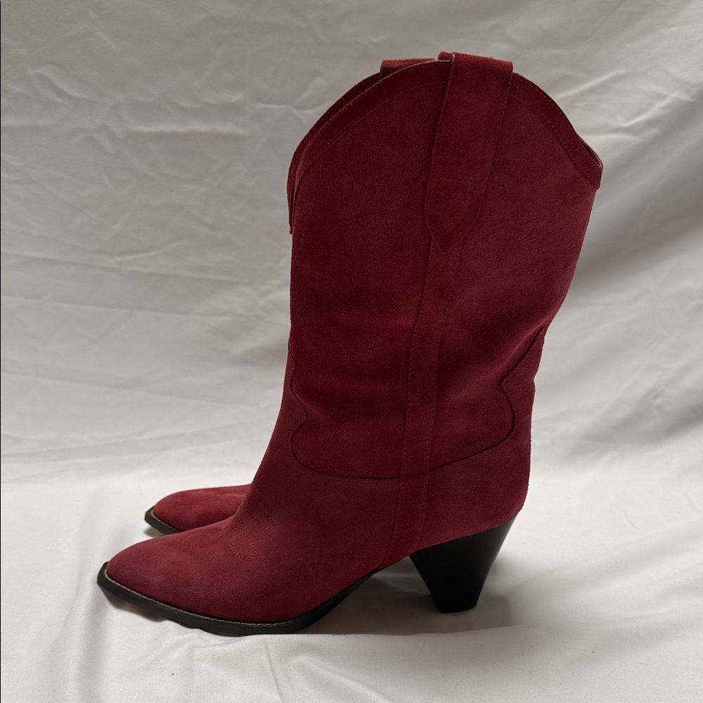 Isabel Marant dark pink Suede Heeled western Boots